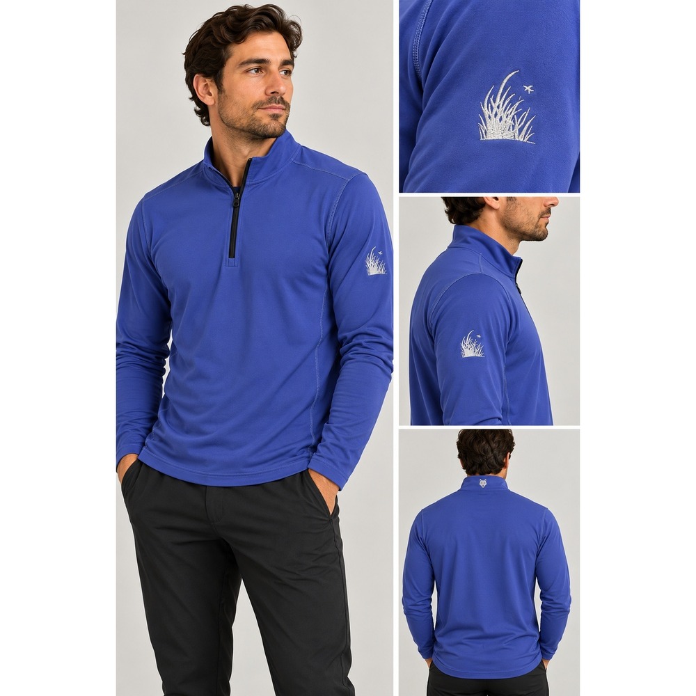 Greyson Mens XL Blue Quarter Zip Golf Pullover Long Sleeve Mock Neck Performance